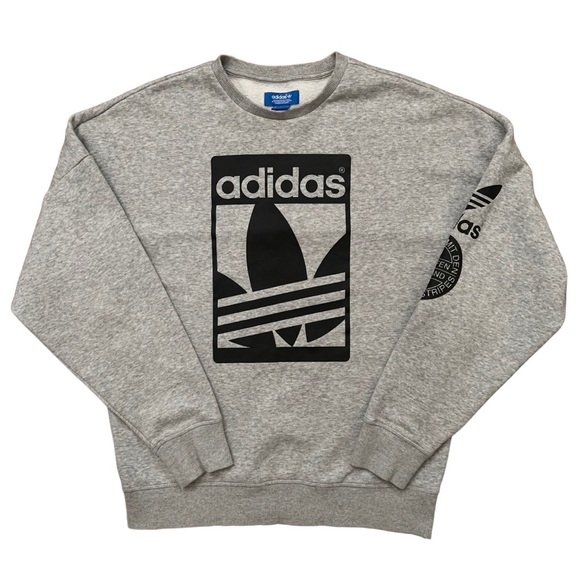 Adidas Originals Street Graphic Sweatshirt Side Zipper Gray AB8027 Mens Size M - Picture 1 of 9